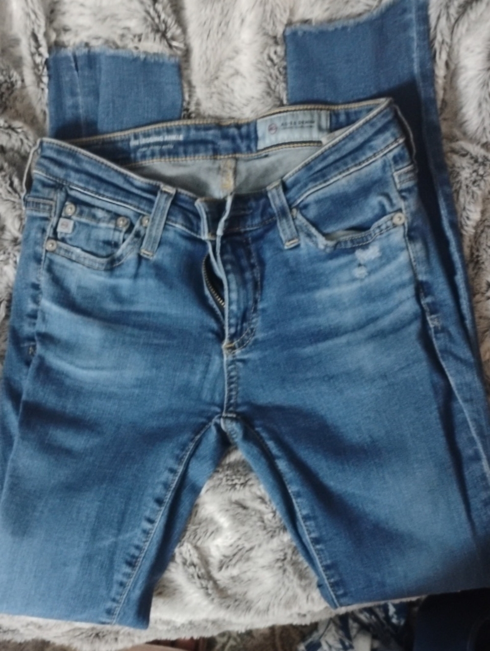 Ag Adriano Goldschmied Blue Skinny Jeans with Light Fading